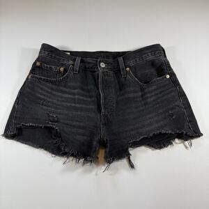Levi's Premium 501 Cut-Off Jeans Shorts Black Wash Womens Size 29